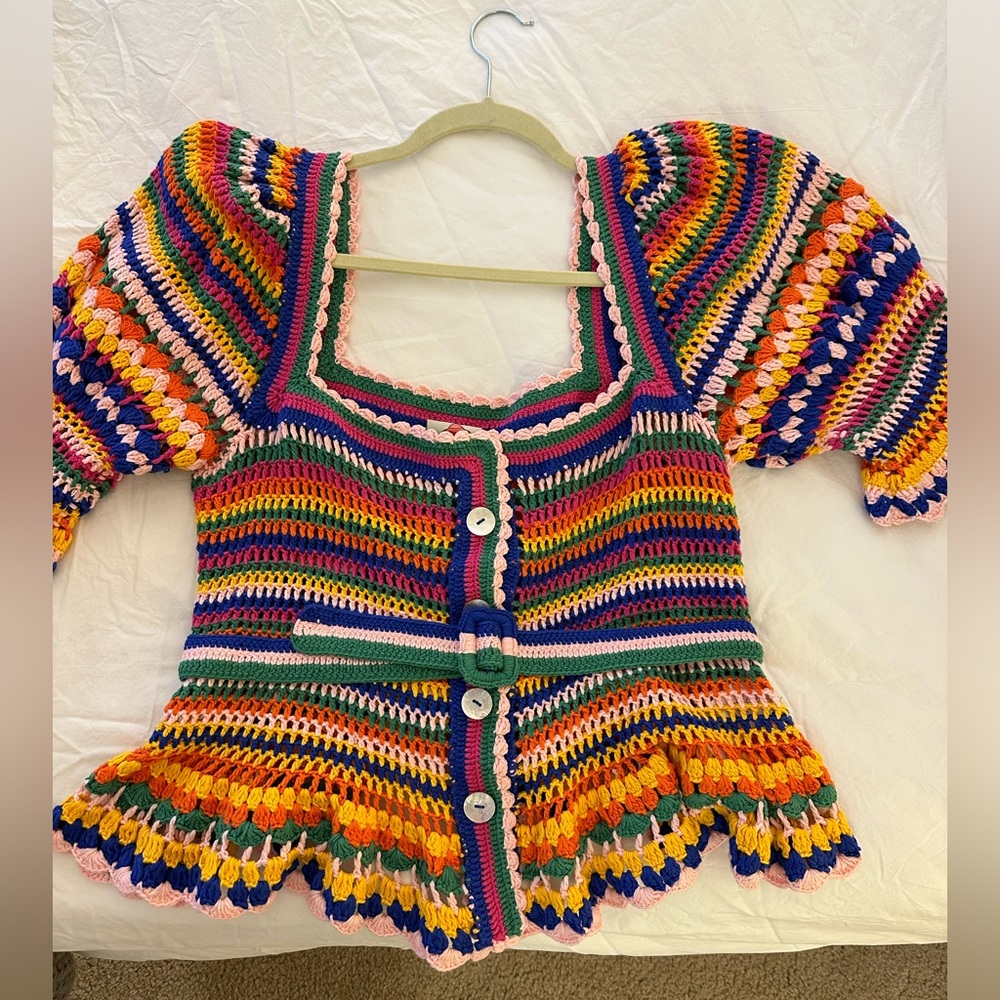 Farm Rio crochet colorful top